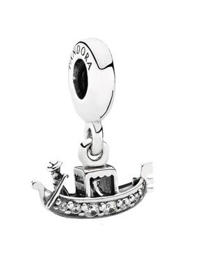 Pandora Silver Gondola Charm with Clear Crystals